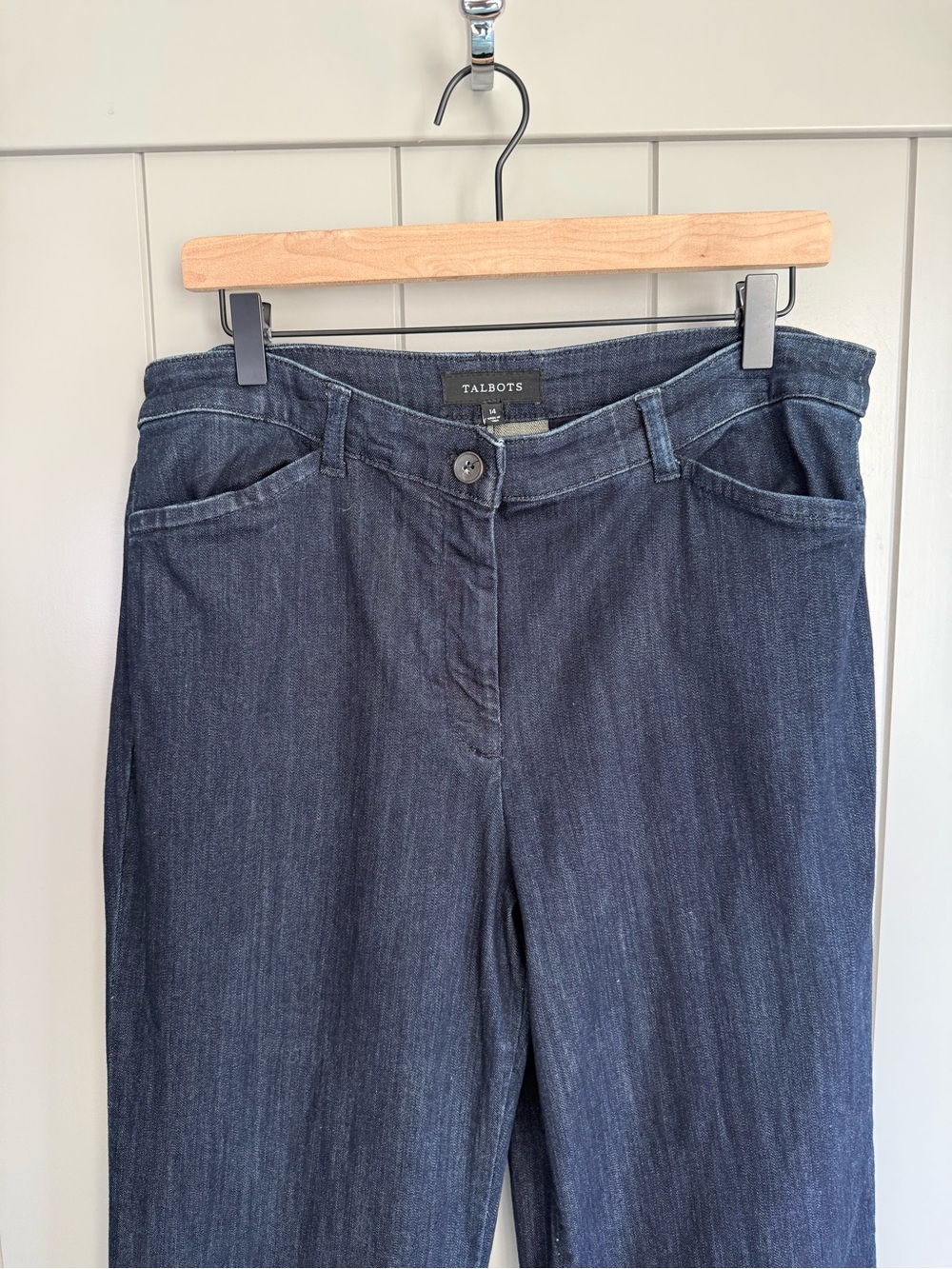 Talbots Womens Denim Wide Leg Trouser Jean 14 Dark Wash - Picture 6 of 14
